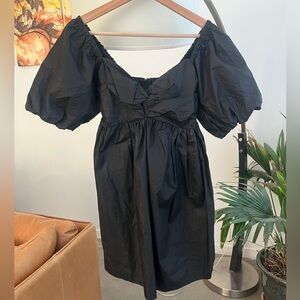 En Saison Black Puff Sleeve Mini Dress